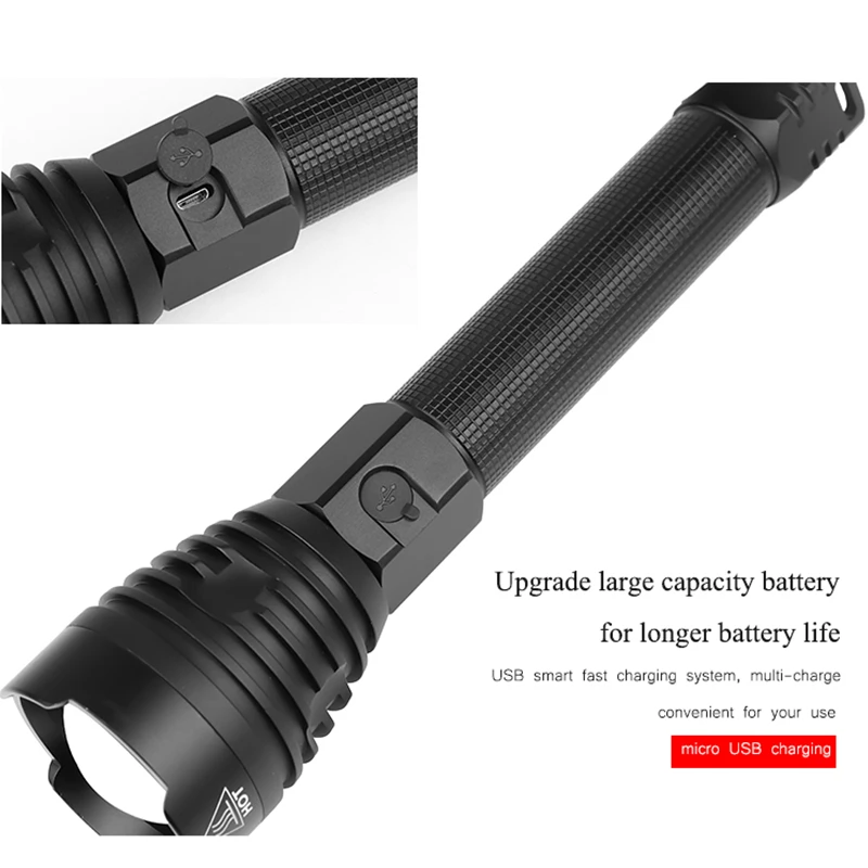 Светодиодный тактический вспышки светильник XHP70.2 XHP50.2 XHP90 USB Перезаряжаемые Водонепроницаемый Охота светильник 18650 26650 масштабирования фонарь