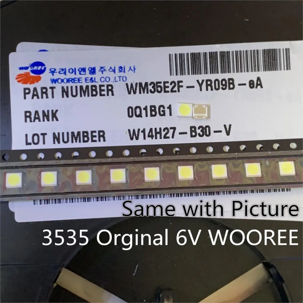 50PCS WOOREE LED Backlight 2W 6V 3535 150LM Cool white WM35E2F-YR09B-eA LCD for TV Application | Электронные компоненты и