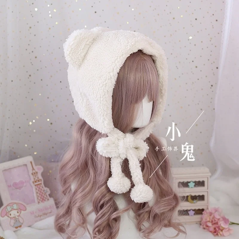 Японская пушистая Мягкая Милая и милая плюшевая шапка для косплея медведя с