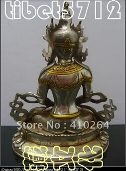 ASIA TIBETAN NEPAL BRONZE COATED SILVER BUDDHA AMITAYUS BOUDDHA STATUE 22 cm |