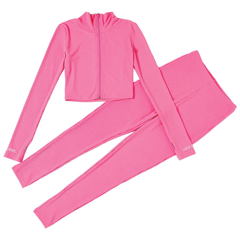 Lucky Label Plus Jumpsuit For Women Romper 2020 Black White Long Sleeve Casual Skinny Turtleneck Sport Bodysuit Two Piece Set