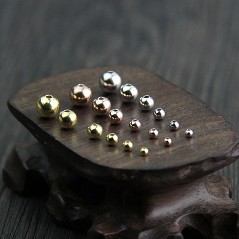 30pcs Gold / Platinum / Rose Gold 925 Sterling Silver Round Spacer Beads Handmade Beading DIY Bracelets Charm Jewelry Making