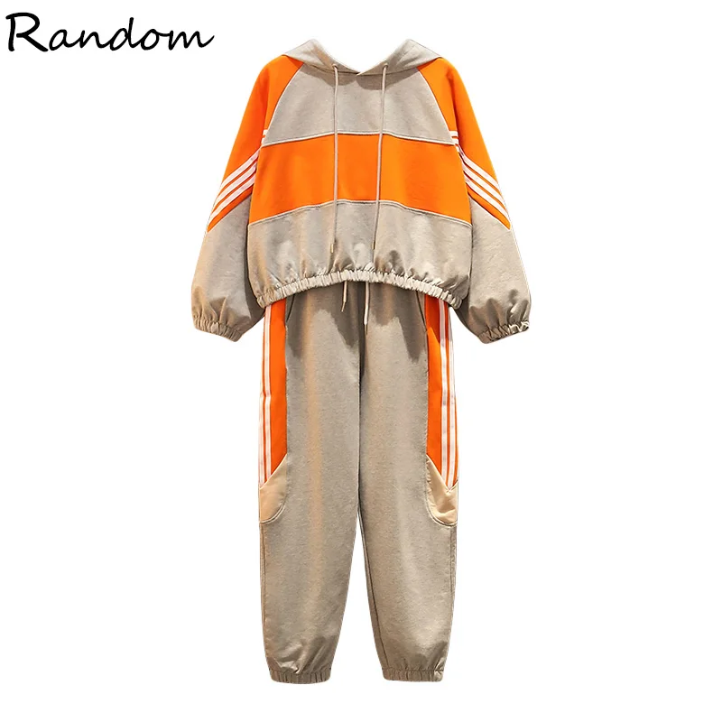 Осень 2020 женский спортивный костюм оверсайз из двух предметов толстовка с