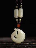 designer original new natural hetian jade koi necklace pendant retro light luxury ladies jewelry charms
