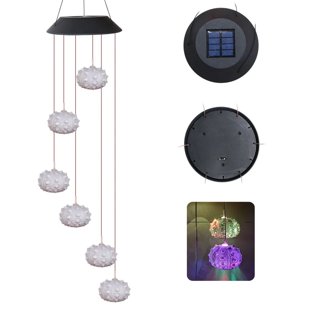 Открытый светодиодный солнечный светильник морской еж ветер Декор для дома и