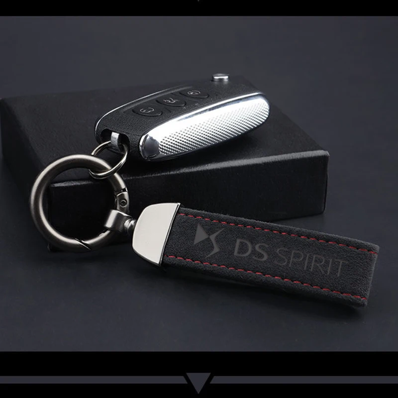 

For DS SPIRIT DS3 DS4 DS4S DS5 DS 5LS DS6 DS7 Hot Fashion Metal Leather Car styling Custom Keychain 4s Shop Business Gift