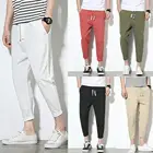 Мужские повседневные однотонные спортивные длинные брюки на завязках с карманами