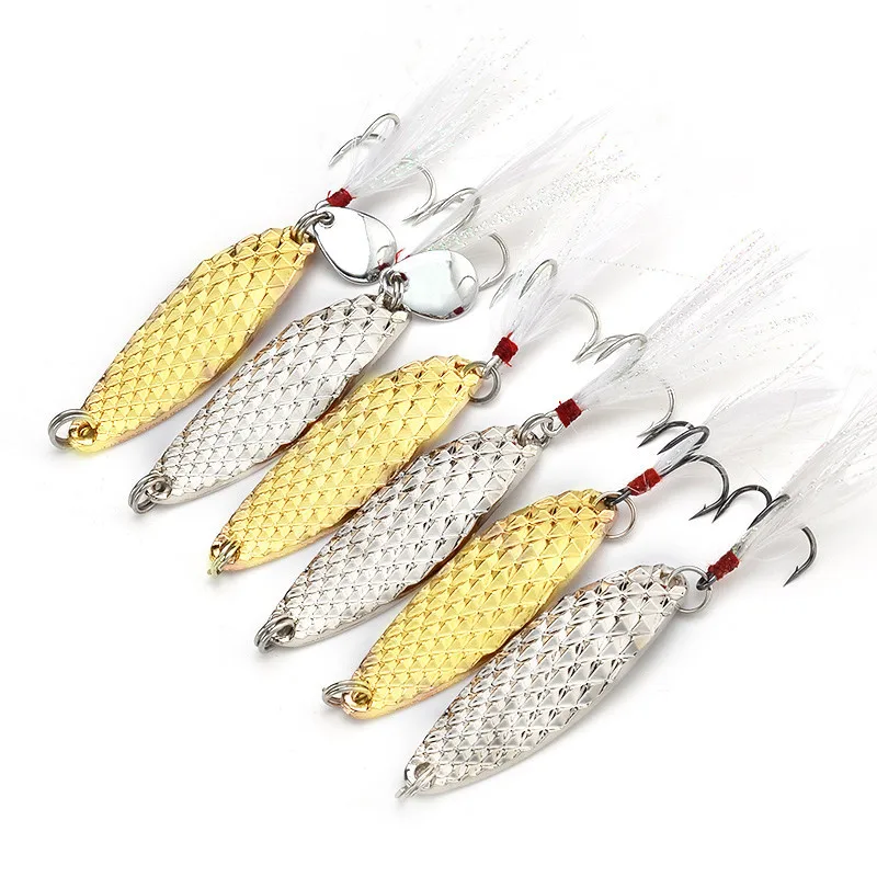 

Silver Metal VIB 7/10g/15g/20g Hard Lure Leech Spinners Spoon lure Angling Hard Baits Gold Fishing Tackle Feather Hook Lures