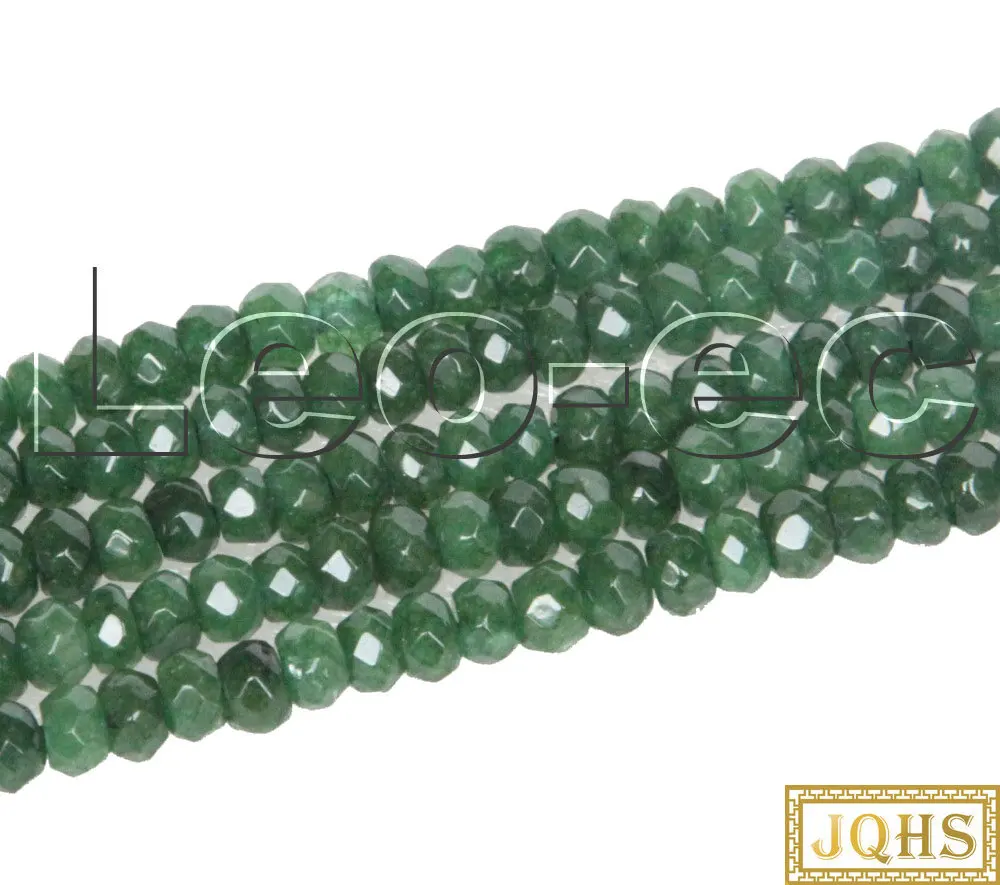 

5psc 2X4mm Faceted Rondelle Emerald green Gems Loose Beads for Jewelry Making Strand v1701