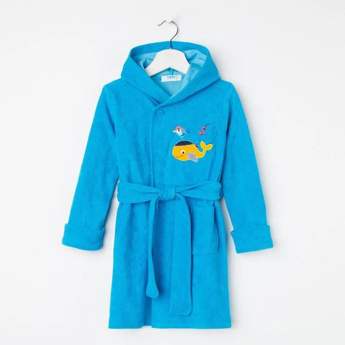 Халат для мальчика цвет голубой/кит рост 110 см|Халаты| |