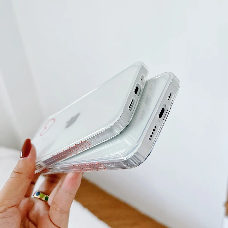 

Phone Case For iPhone 12 Mini 12 11 Pro X XR XS Max 7 8 Plus SE 2 Fashion Cute Side Pattern Love Heart Soft TPU Clear Phone Case