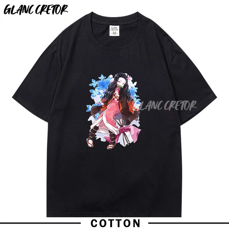 

2021 Demon Slayer Cotton Men Cool Japan Anime T-shirt Aesthetic Harajuku Streetwear Camisetas Hombre T Shirt Men