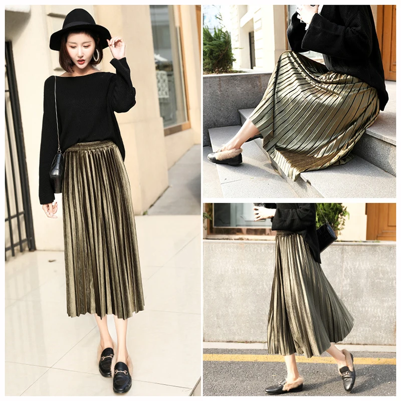 

Женская длинная кружевная юбка до колен, расклешенная плиссированная юбка с высокой талией и эластичным поясом, новое модное летнее платье