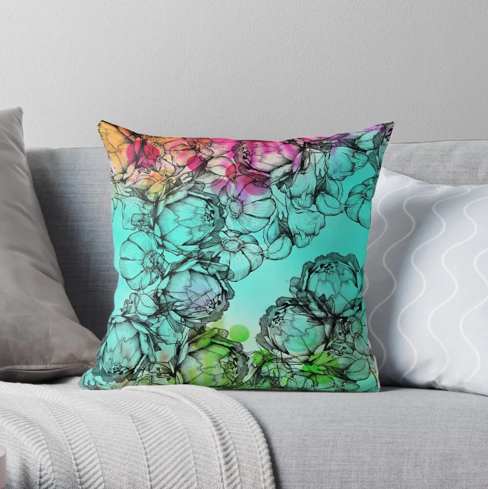 

In my garden of colours Throw Pillow Customized Hot Sale Luxury Printing 3D Printing Square Pillowcase Throw Pillow Cover