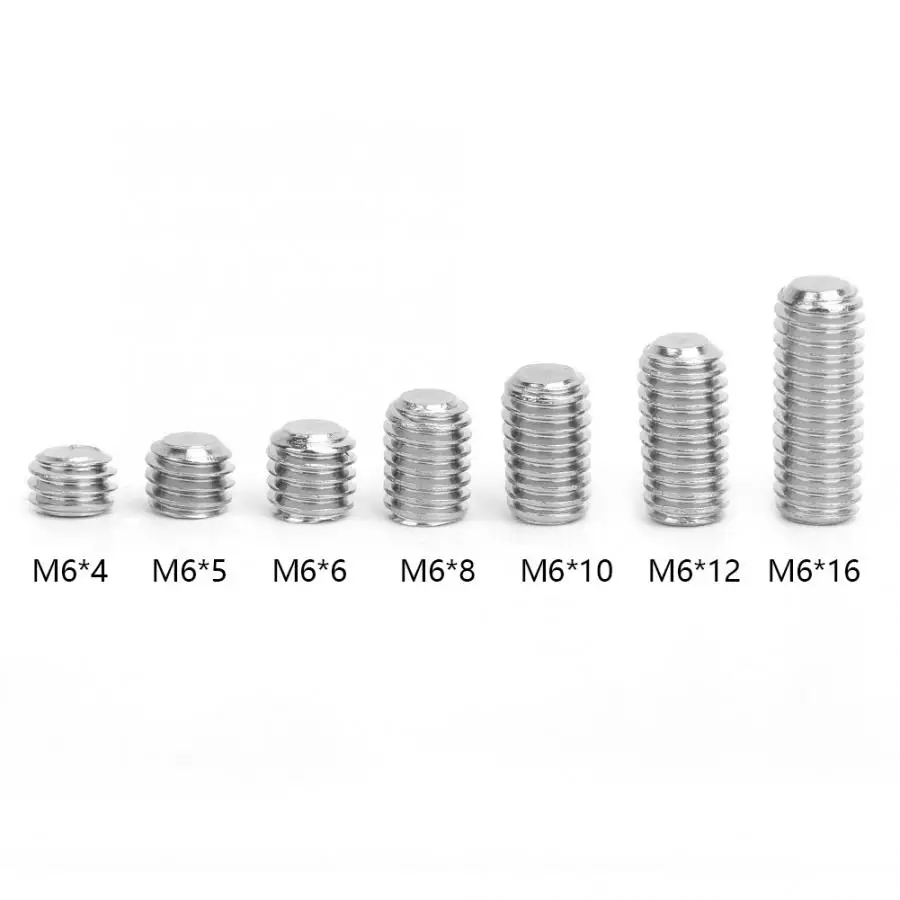 212 шт Grub винт M6 Шестигранная розетка набор Плоских точек 304 нержавеющая сталь с