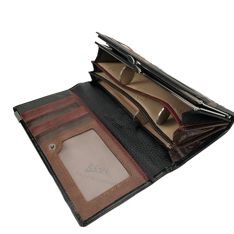 3 сложения модные женские кошельки из натуральной кожи Лоскутная застежка карман