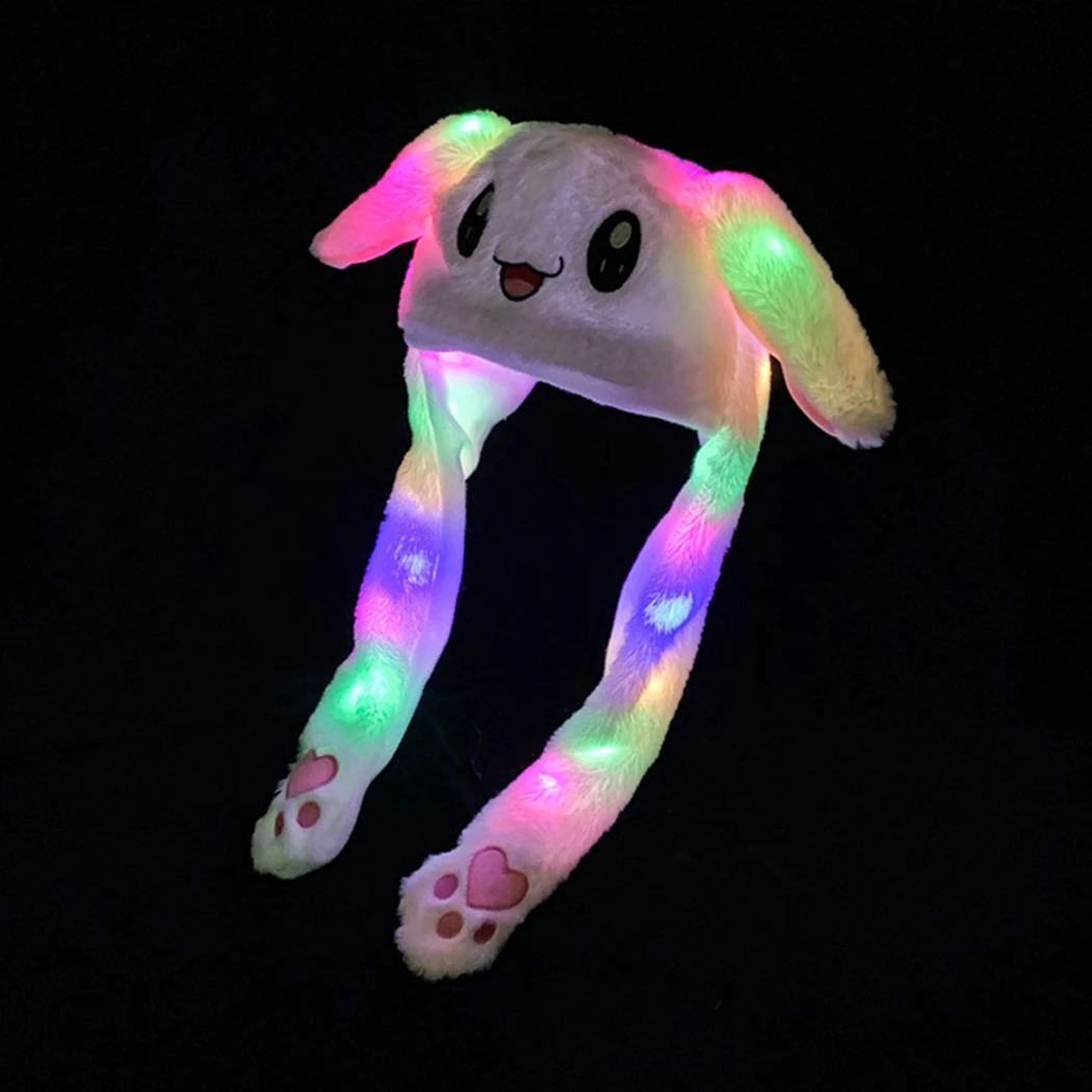 Светодиодный головной убор с подвижными ушами кролика танцевальная плюшевая