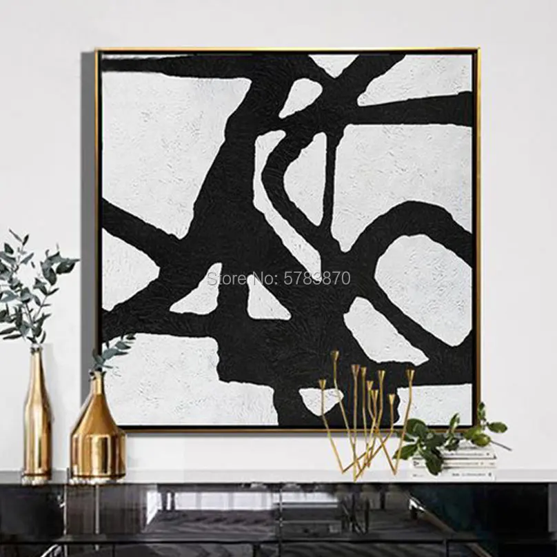 

hand painted Simple Easy Contemporary Oil Painting on Canvas Modern Neutral black white Wall Art Large Texture Minimal picture