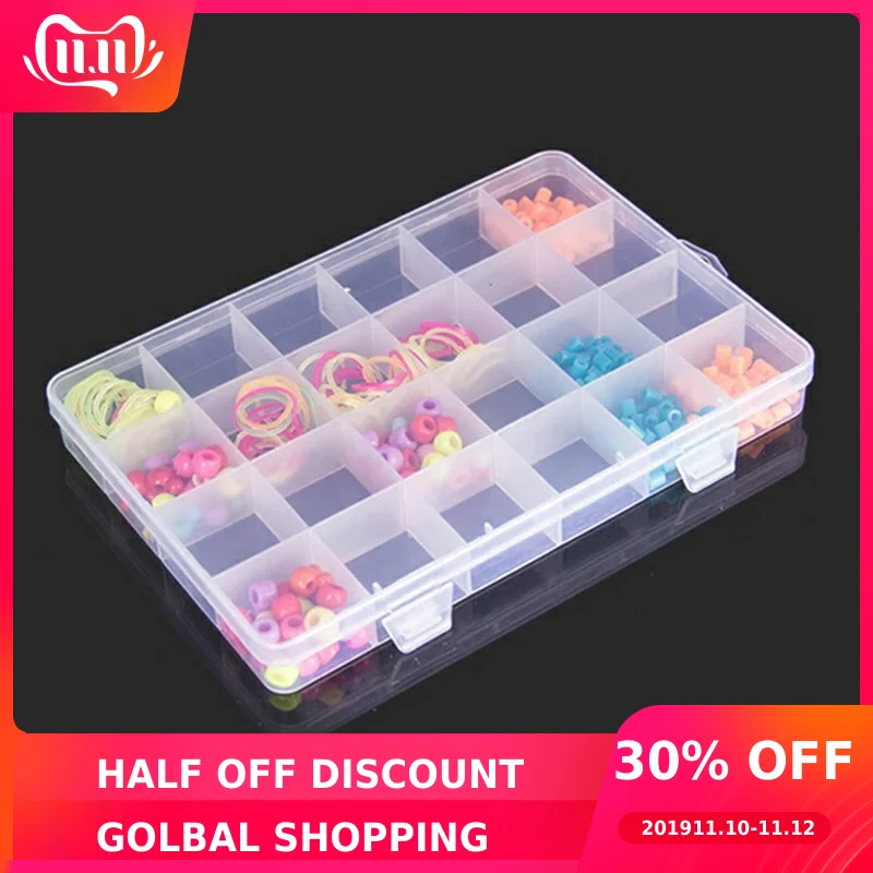 Прозрачная коробка для хранения ювелирных изделий с 24 сетками полипропилен