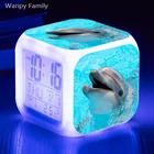 Новинка 2021, Супер милые дельфины, будильник, цифровые часы с изменением цвета для детей, подарок на день рождения, игрушки, будильник