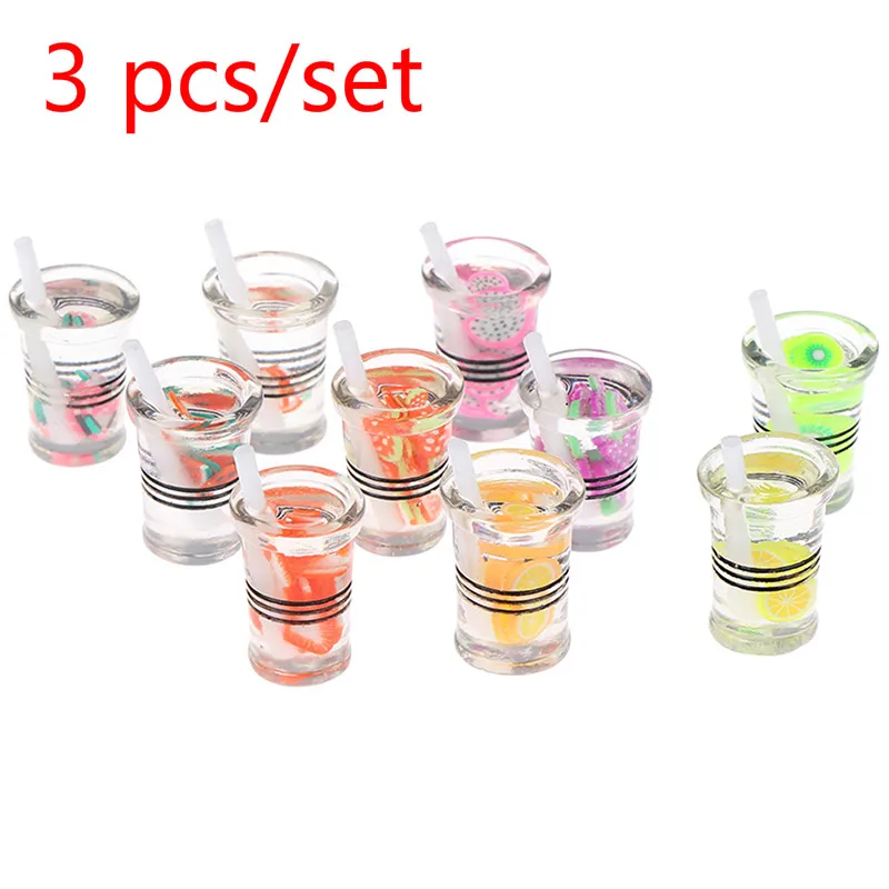 3 PCS Миниатюрные напитки модель игрушка кукла домашний декор мини фрукты из смолы Вино Чай Чашка моделирование 1/12 кукольный домик Миниатюрные аксессуары - Цвет: 3 PCS