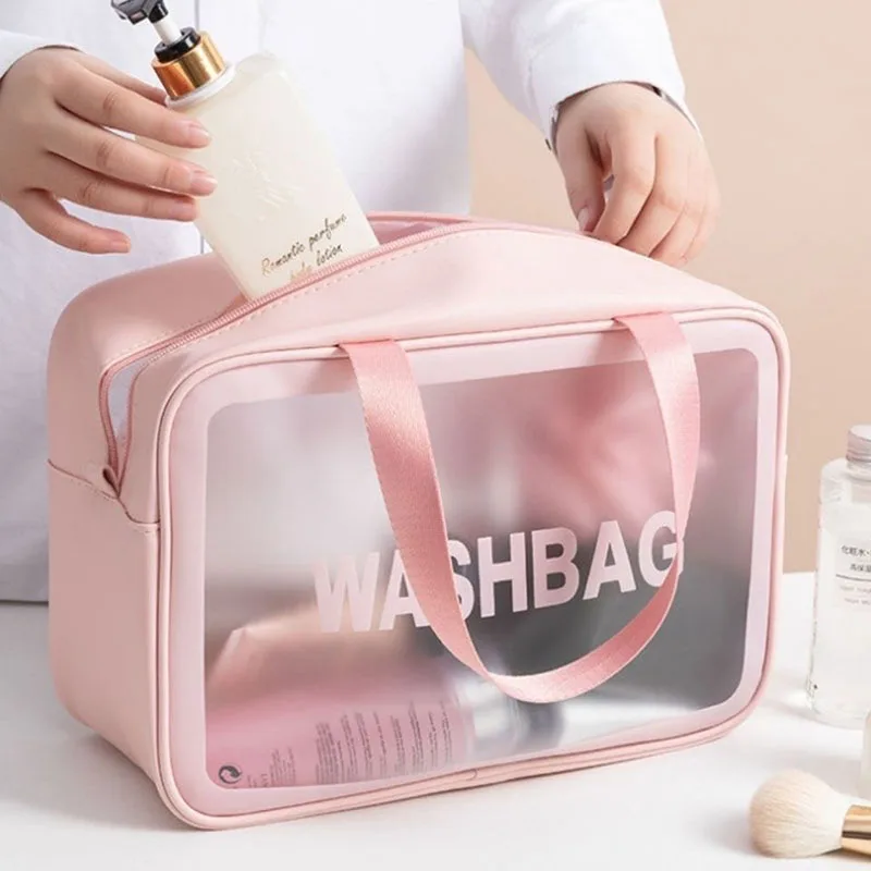

Waterproof Cosmetic Bag Transparent Toiletries Bag Large Capacity Portable Travel Makeup Organizer Storage Bag Zipper Handbags