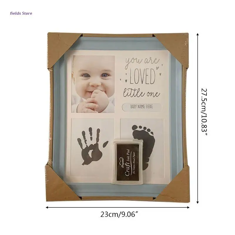 

Baby Kids Birthday Gift Newborn Hand and Foot Print Ornaments 12 Months Photo Frame with Craft Ink Pad Home Decoration