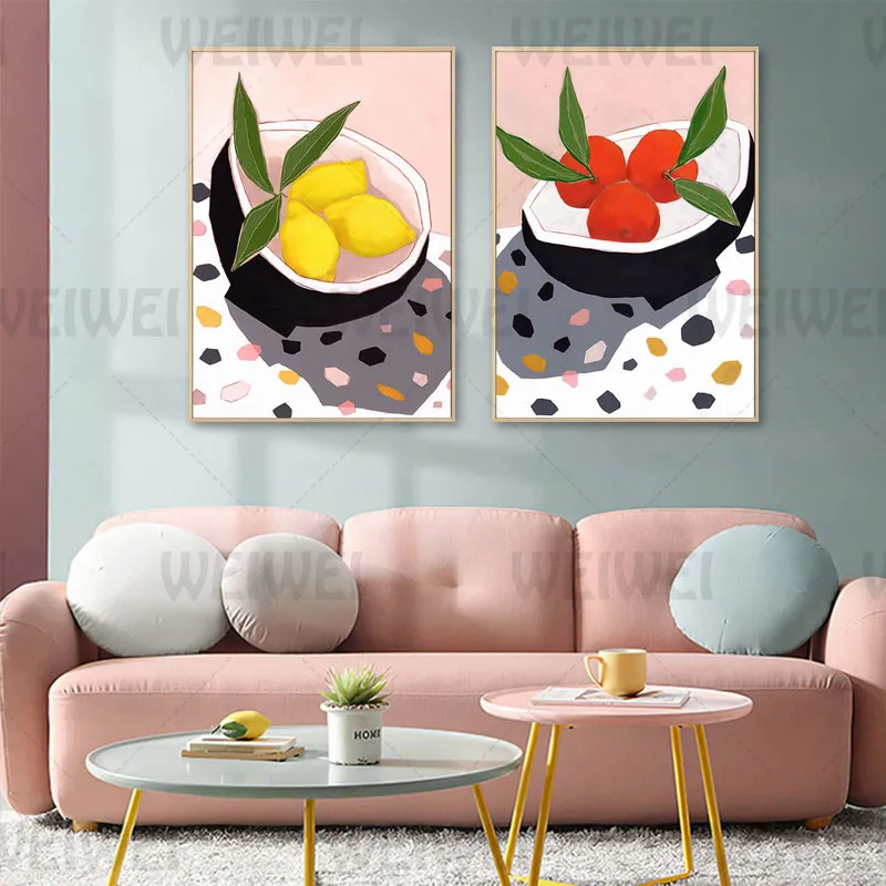 

Illustration Feeling Fruit Decoration Painting Fresh Lemon Apple Restaurant Kitchen Wall Canvas Poster Banana Prints and Picture