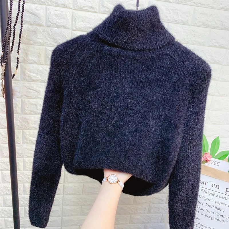 2020 autumn winter turtleneck sweater women mink cashmere knit soft elasticity bottoming sweaters mohair pullovers 3141 | Женская одежда
