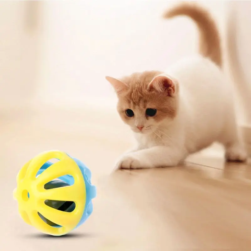 

10 Pcs Cat Toy Hamster Chinchillas Cats Dog Plastic Round Hollow Double Color Bell Toys Ball P82D