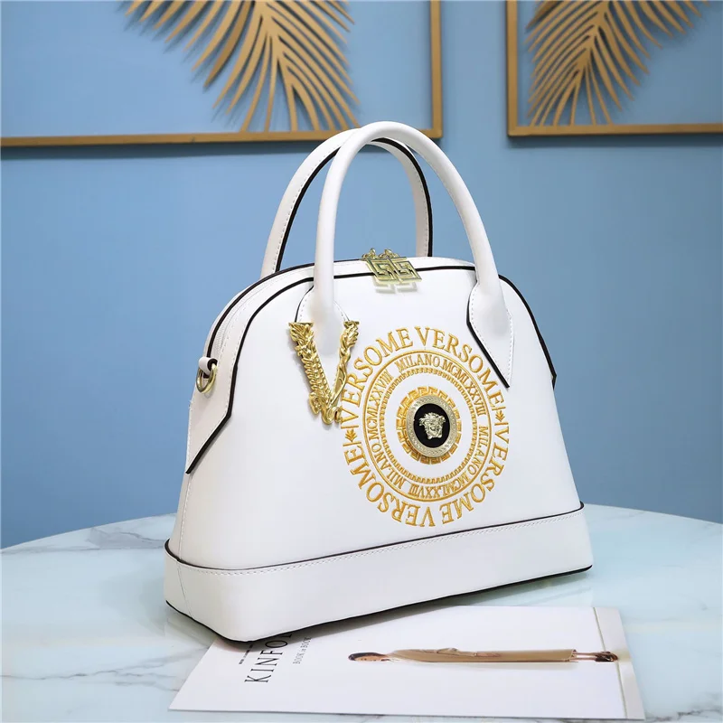 

Genuine Leather Women Shell Bags 2021 New Fashion Letter Embroidery Single Shoulder Bags Ladies Designer Party Handbags Sac Luxe
