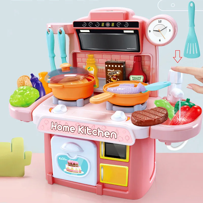 

Children Kitchen Toys Simulation Dinnerware Early Educational Toys Mini Kitchen Food Pretend Play Role Playing Toys Cooking Set
