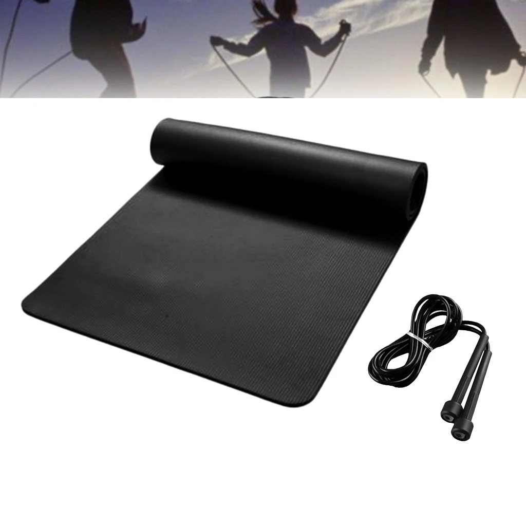 

Premium Yoga Mat Anti-Slip Women Men Fitness Pad Jump Rope With Carry Strap