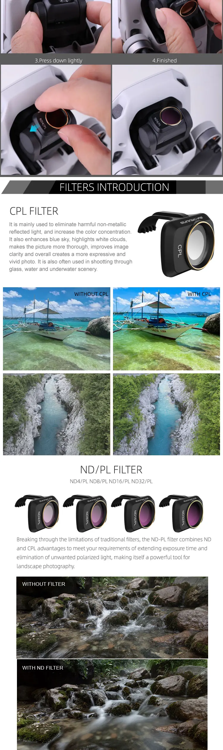 Mavic мини карданный фильтр для объектива камеры MCUV CPL ND/PL Drone фильтры ND4 ND8 ND16 ND32 для DJI Mavic Mini АКСЕССУАРЫ