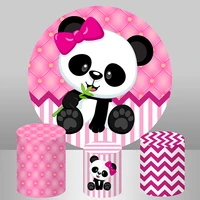 baby shower round backdrop cover pink girl birthday party decoration cute panda theme candy table banner circle background