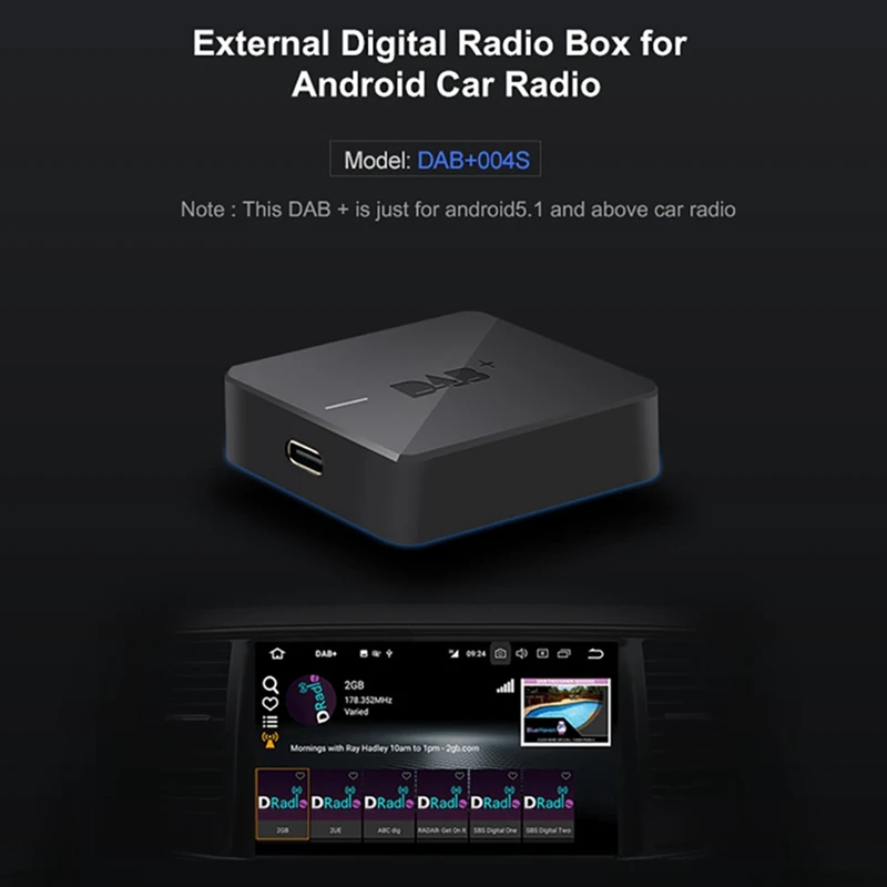 

Universal Digital Audio Broadcasting Receiver Box 5VUSB Type C Port DAB Plus for Car Stereo Autoradio Android 7.0-10.0