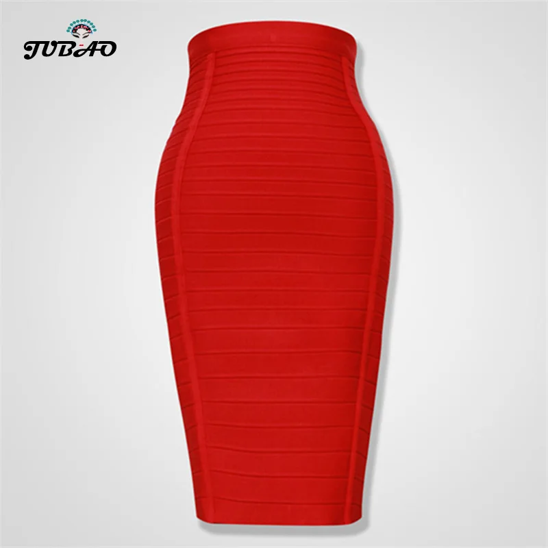 black red blue orange Bandage Skirts Knee Length Sexy Women Bodycon clothes High waist Stretch pencil Skirt Ladies office Club | Женская