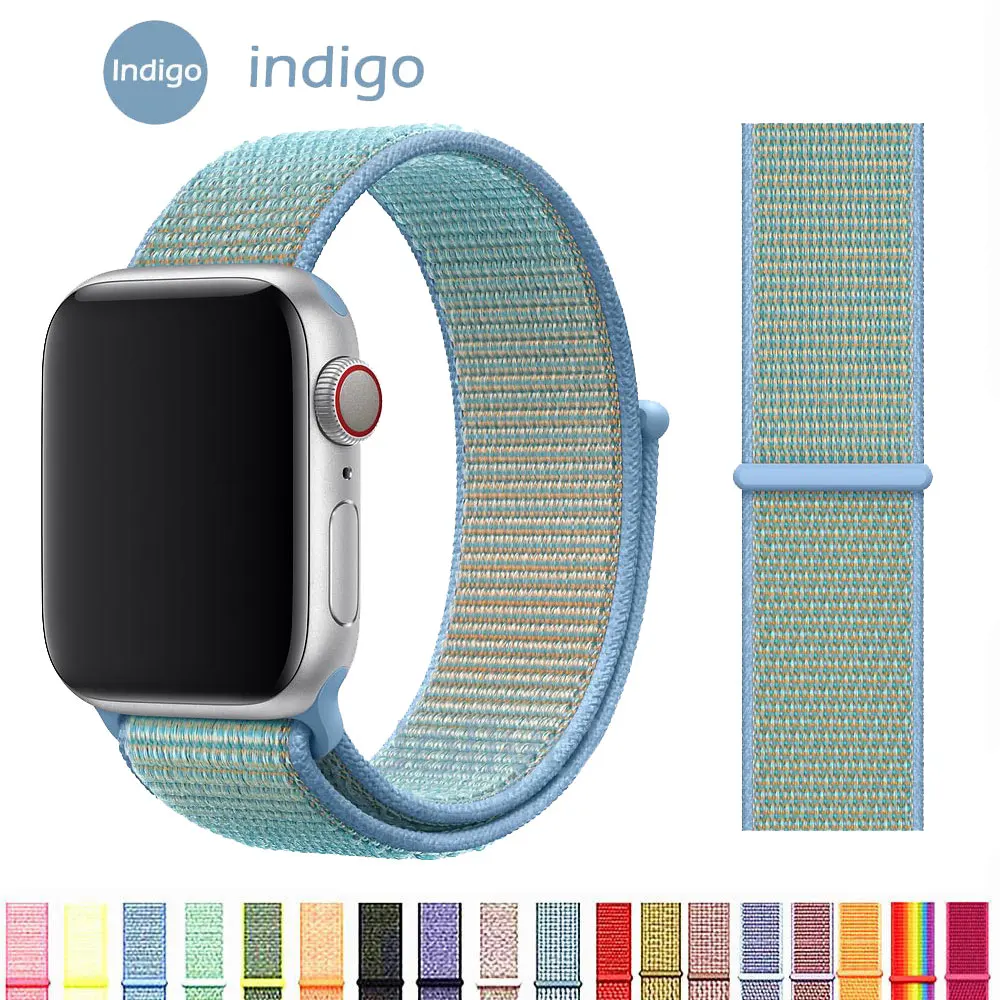 Нейлоновая Мягкая дышащая повязка для Apple Watch Series 4 3/2/1 полосы 38 мм 42 ММ сменная Спортивная петля для iwatch 4 3 2 1 40 мм 44 мм