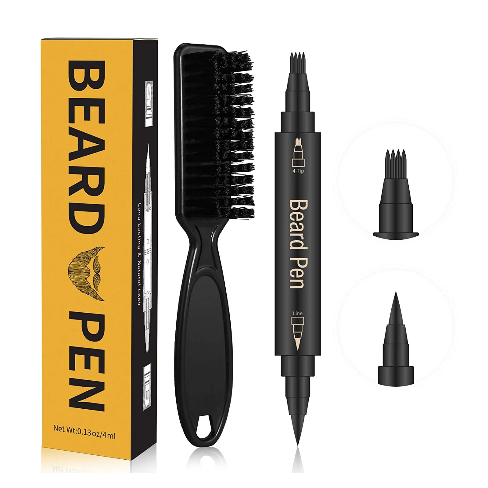 

Beard Pencil Filler Double Head Fast Camouflage Hair Grower Waterproof Long Lasting Natural for Moustache Eyebrows
