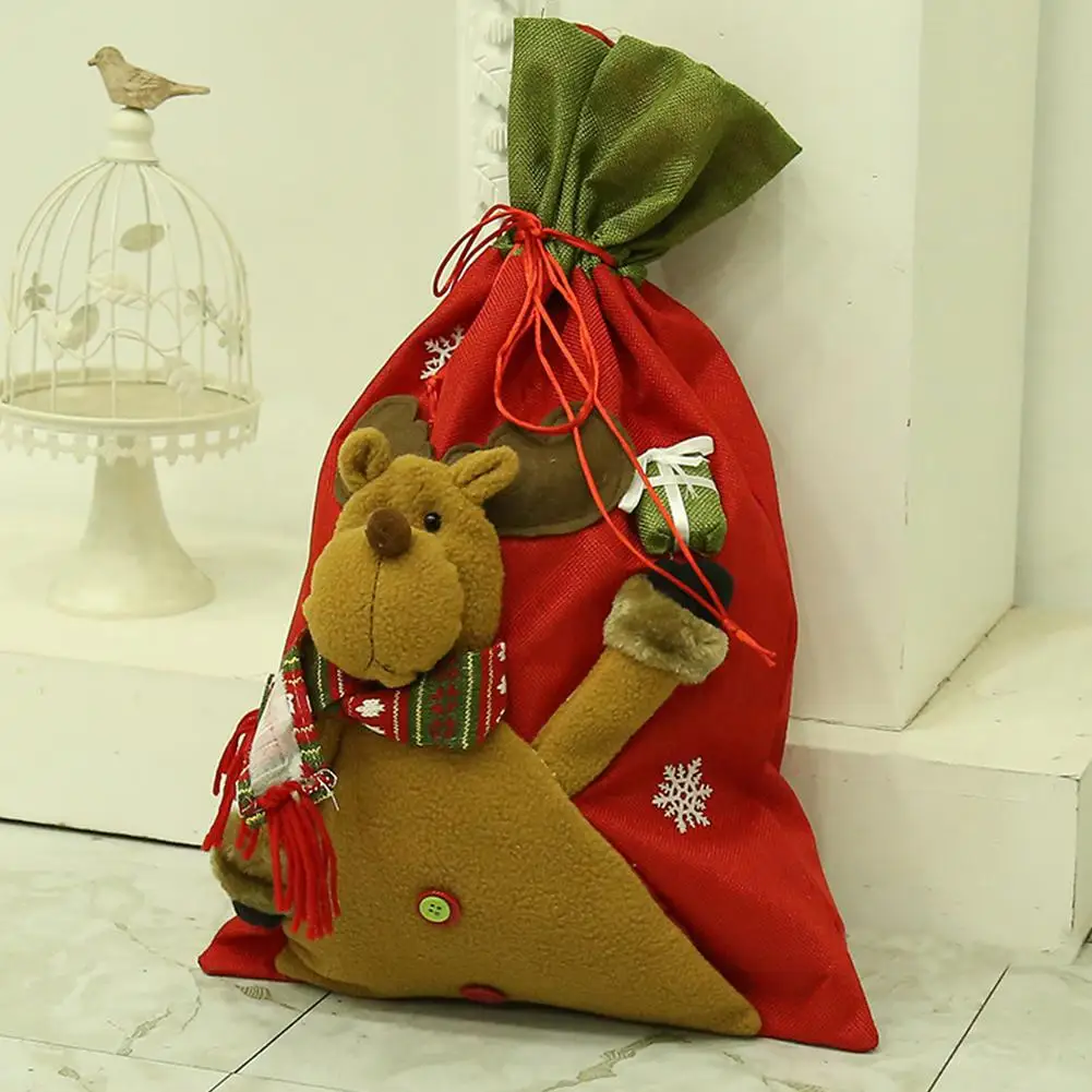 3D Новый большой Рождественский подарок сумка Санта Клаус Снеговик упаковка для