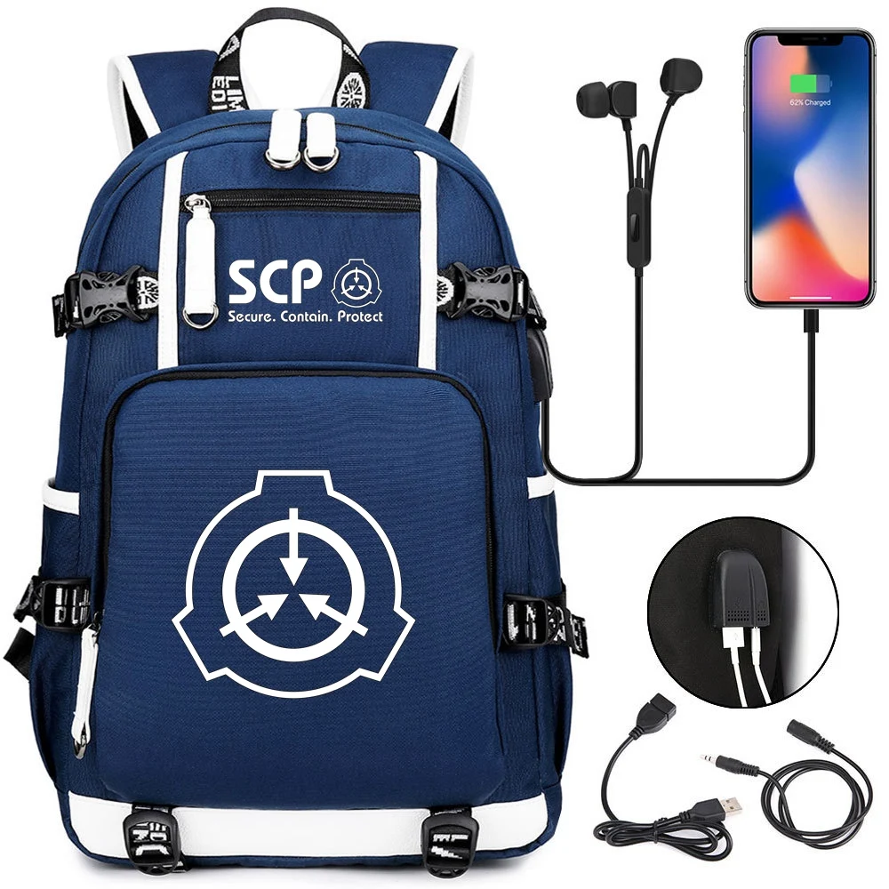 Фото SCP Foundation Backpack Black Bookbag Cartoon School Bags for Teenage Kids Travel Bagpack USB Laptop Shoulder Багаж и сумки SCP Foundation Backpack Black Bookbag Cartoon School Bags for Teenage Kids Travel Bagpack USB Laptop Shoulder Багаж и сумки
