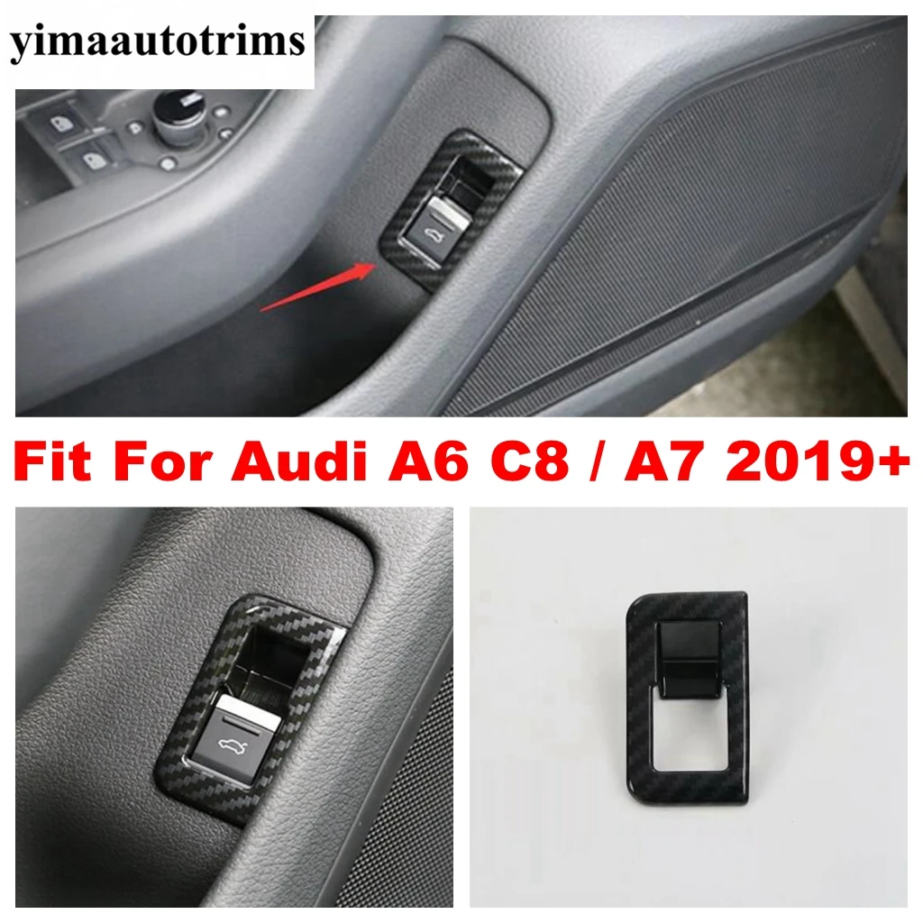 

For Audi A6 C8 / A7 2019 - 2022 Rear Tail Trunk Door Switch Button Frame Cover Trim ABS Carbon Fiber Look Accessories Interior