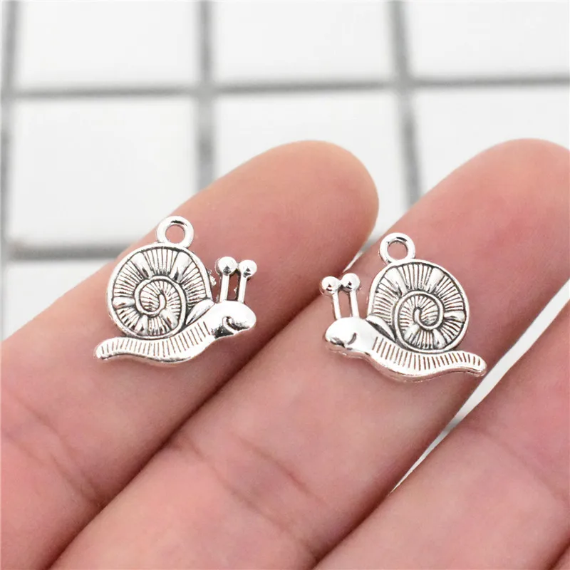 

NEW Charms,18x15mm 15pcs/Lot Antique Silver Plated Cute Snails Pendants For Making DIY Handmade Jewelry