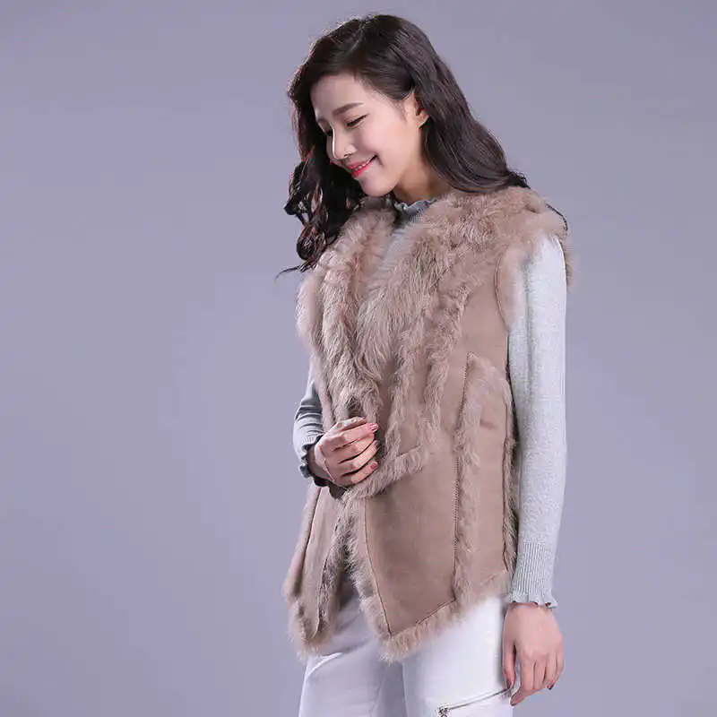 new vest 2019 jacket women Double-faced Fur waistcoat sheepskin Genuine Leather warm thick real wool fur liner brand | Женская одежда