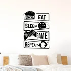 Eat Sleep игры повторяют игровая зона стены Стикеры виниловый художественный Декор для дома в детской комнате Спальня стена игровой комнаты Переводные расписные обои