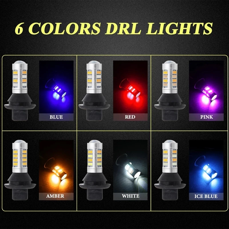 1Set 1156 P21W BA15S 2835 42SMD Amber White/Ice blue/Amer/Red/Pink Switchback LED Bulbs S25 DRL Turn Signal Light 12V Two-color |