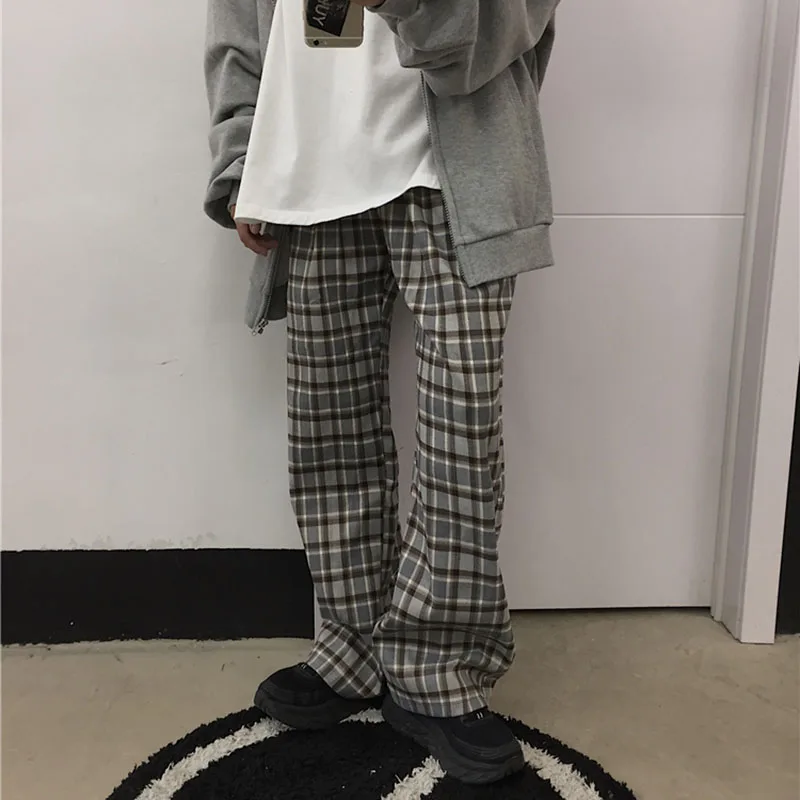 

Women's pants summer Vintage Plaid Pants Couple Japanese Streetwear harajuku Loose Fashion Korean jogging Casual Trousers