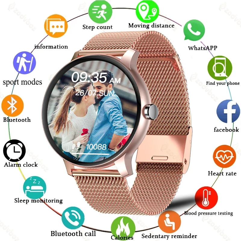 Bluetooth çağrı kadın akıllı saat erkekler özel arama kalp atış hızı kan basıncı izleme bayanlar akıllı saat Android IOS için