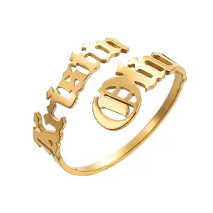 Кольца женские из нержавеющей стали, регулируемые, кольцо с именной табличкой