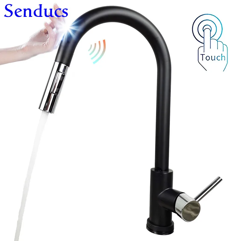 Сенсорный смеситель для кухни Senducs выдвижной кухонный умный сенсорный кран